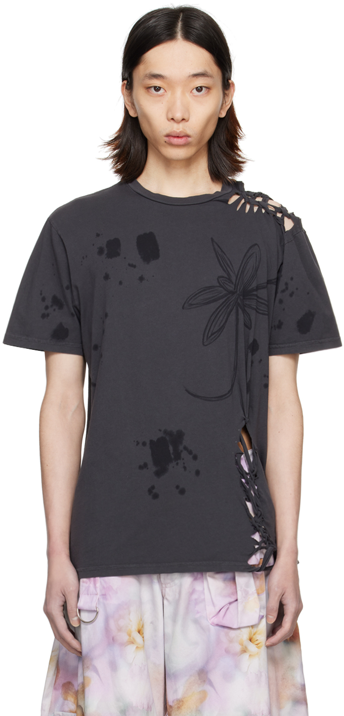 Collina Strada Black Nash T-shirt In Flower Burst Black