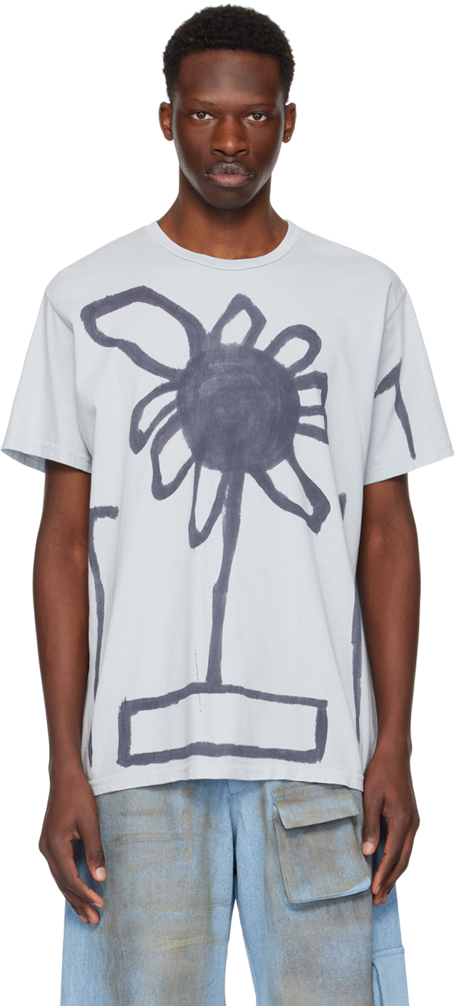 Collina Strada Blue Painted T-shirt In Storm