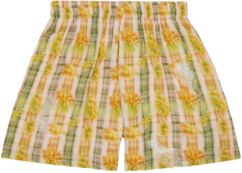 Shop Collina Strada Yellow Odeon Boxers In Yellow Boxer Plaid