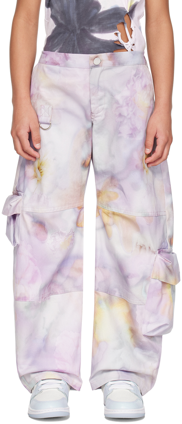 Collina Strada Ssense Exclusive Kids Pink Lawn Cargo Trousers In Molten Flowers