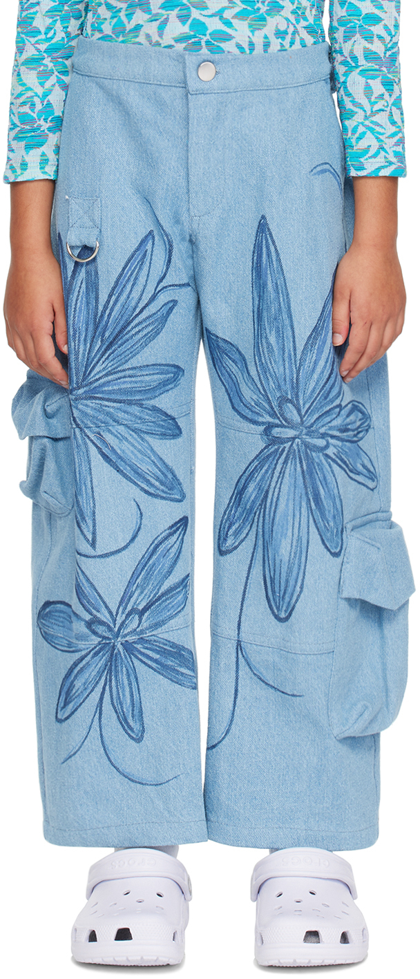 Shop Collina Strada Ssense Exclusive Kids Blue Lawn Jeans In Flower Burst Blue