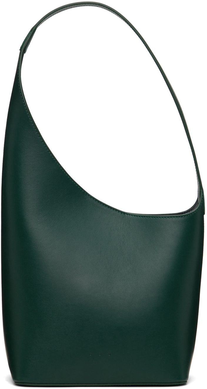 Aesther Ekme Green Demi Lune Bag In Serpentine