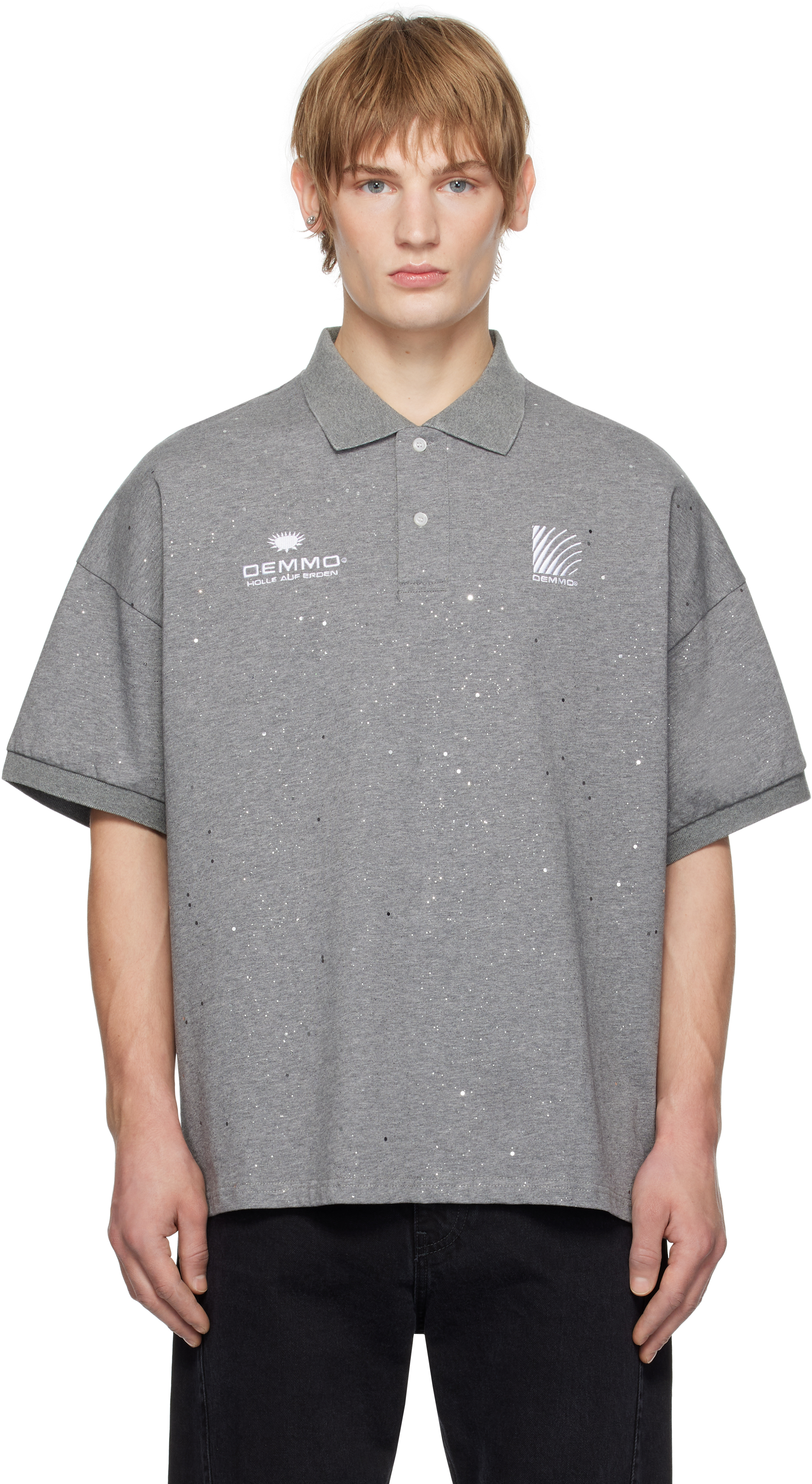 Gray Glitter Polo