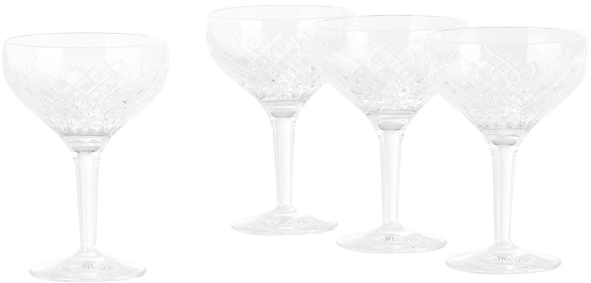 Soho Home Barwell Champagne Coupe Set, 4 Pcs In Cut Crystal