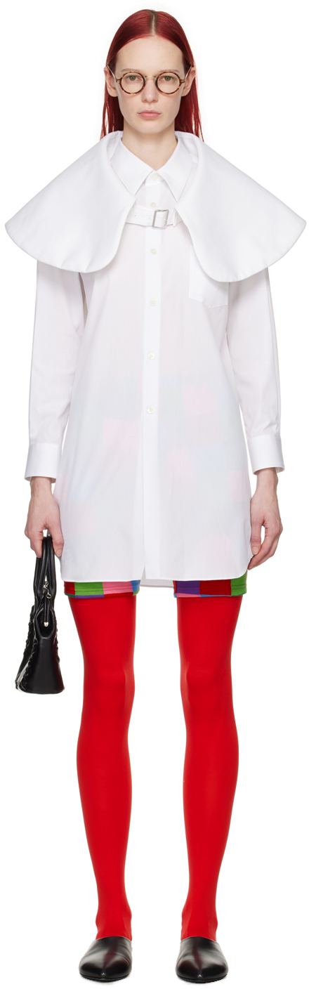 Comme des Garçons White Collar Midi Dress