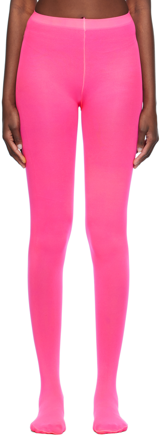 Shop Comme Des Garçons Pink Elasticized Tights In 4 Pink