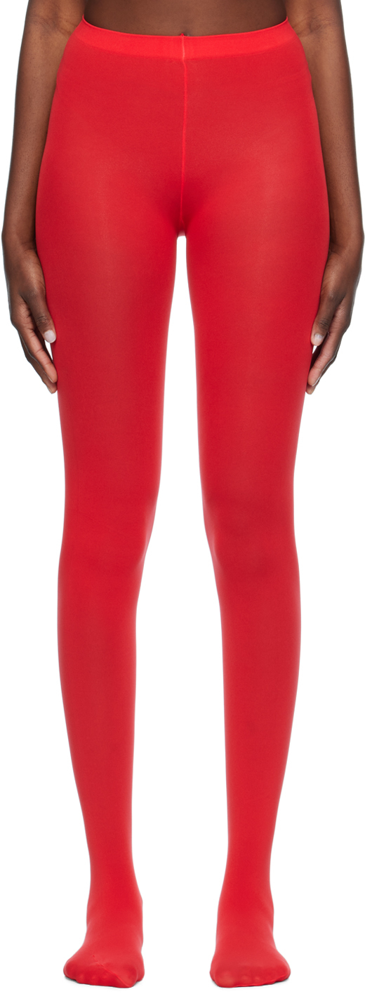 Shop Comme Des Garçons Red Elasticized Tights In 3 Red