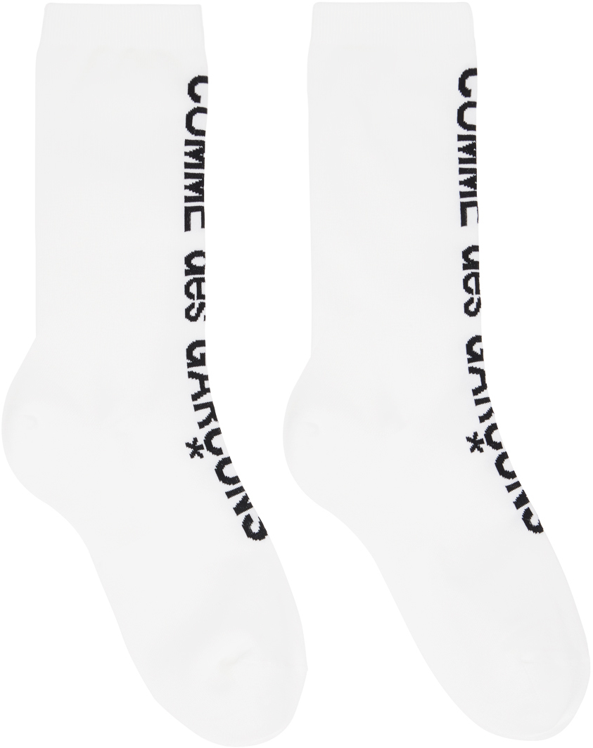 Shop Comme Des Garçons White Ribbed Socks In 2 White