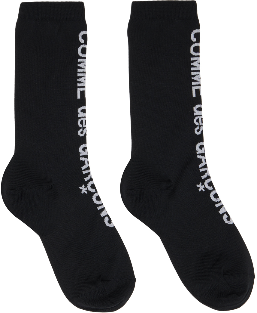 Shop Comme Des Garçons Black Ribbed Socks In 1 Black