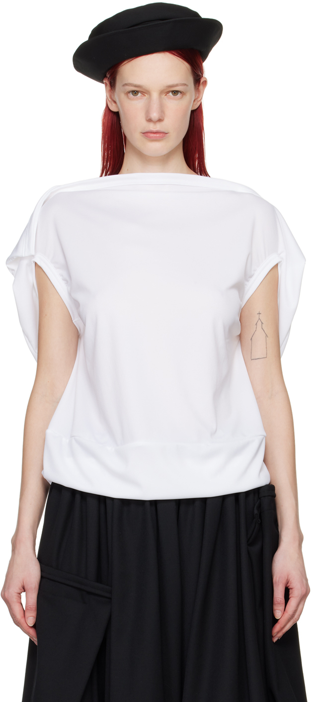 Comme des Garçons: White Cape T-Shirt | SSENSE