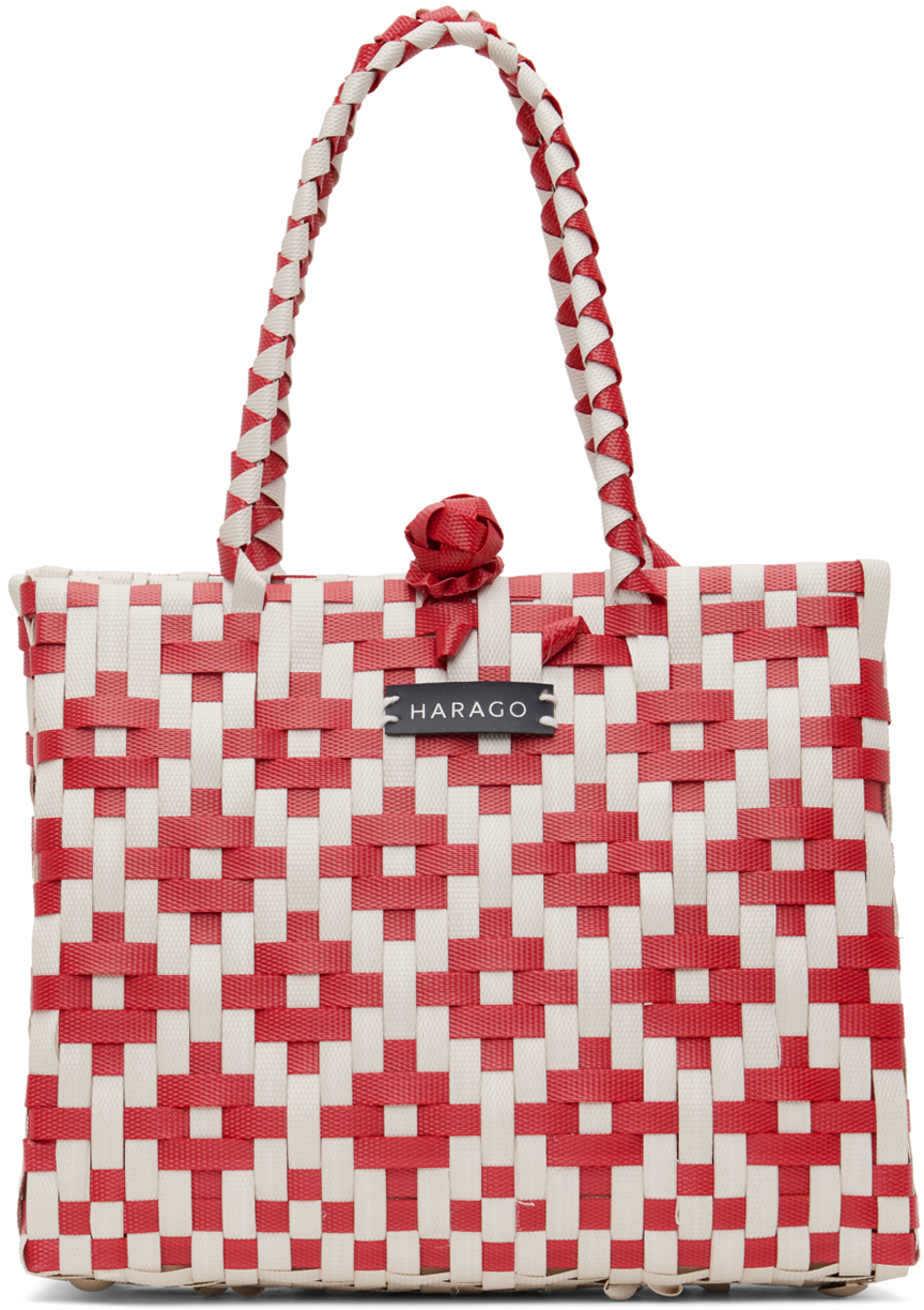 Harago White & Red Upcycled Tote In Multi