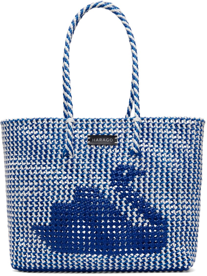 Harago Blue & White Upcycled Tote