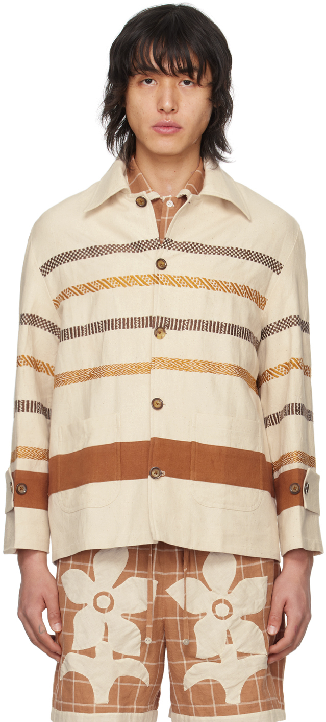 Harago Off-white Kantha Jacket In Off White