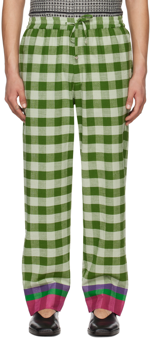 Harago Green Check Trousers