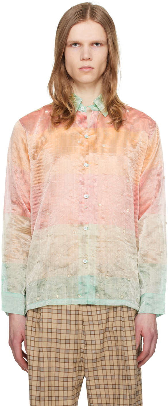 Harago Bead Daisy Silk Shirt In Multicolor