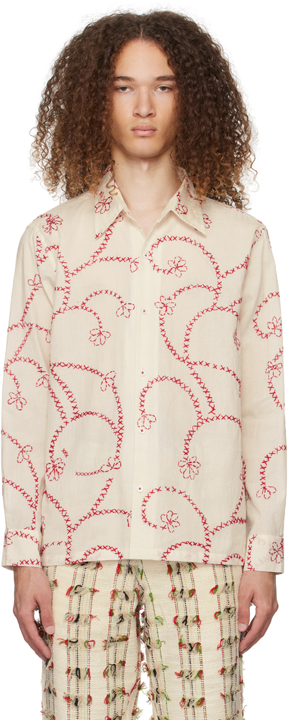 Haru Embroidered Shirt- White