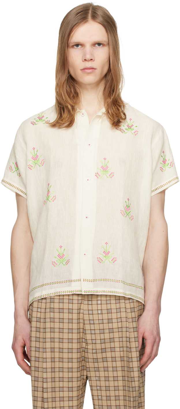 Harago Off-white Embroidered Shirt In Off White
