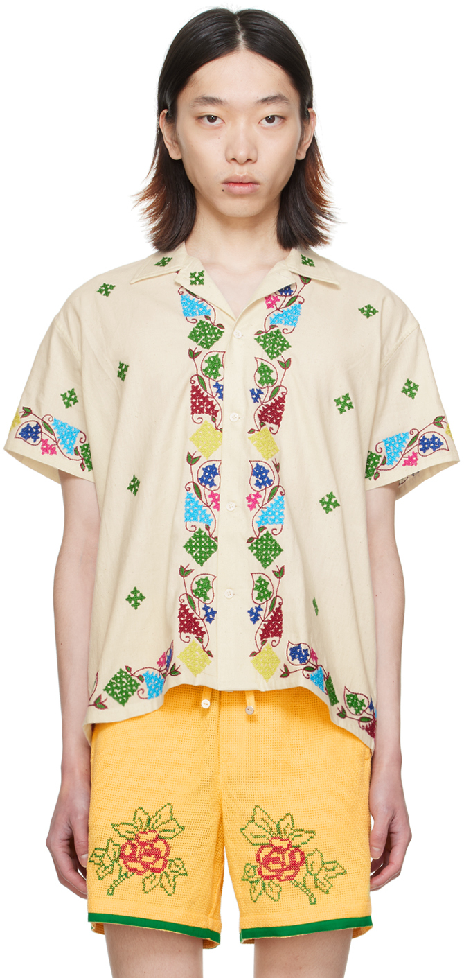 Harago Off-white Embroidered Shirt In Off White
