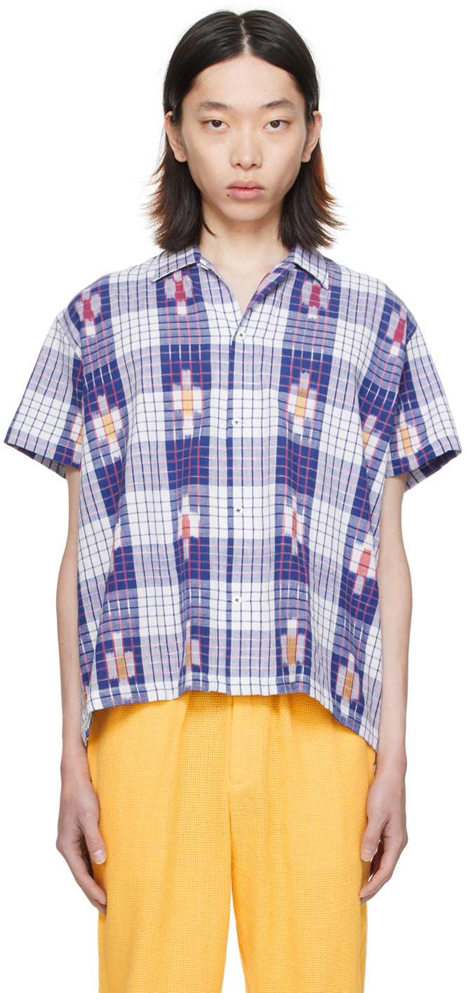 Harago Blue & White Check Shirt