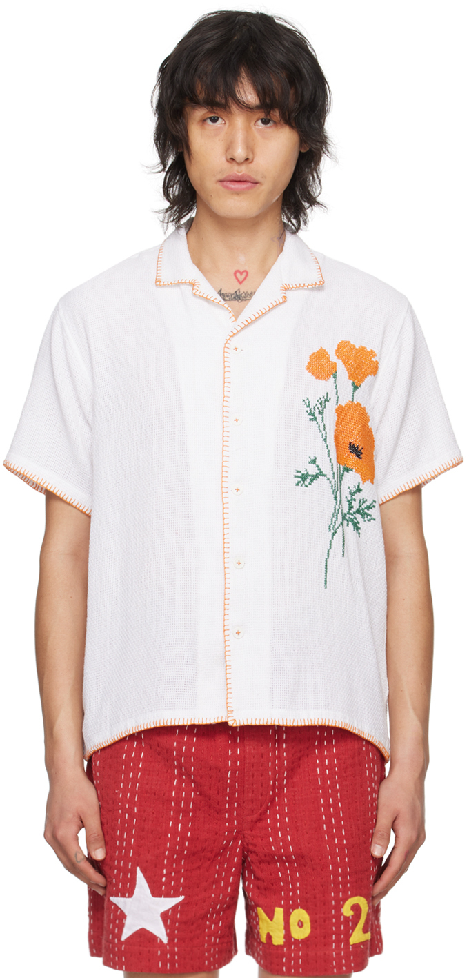 Harago White Poppy Shirt In Off White