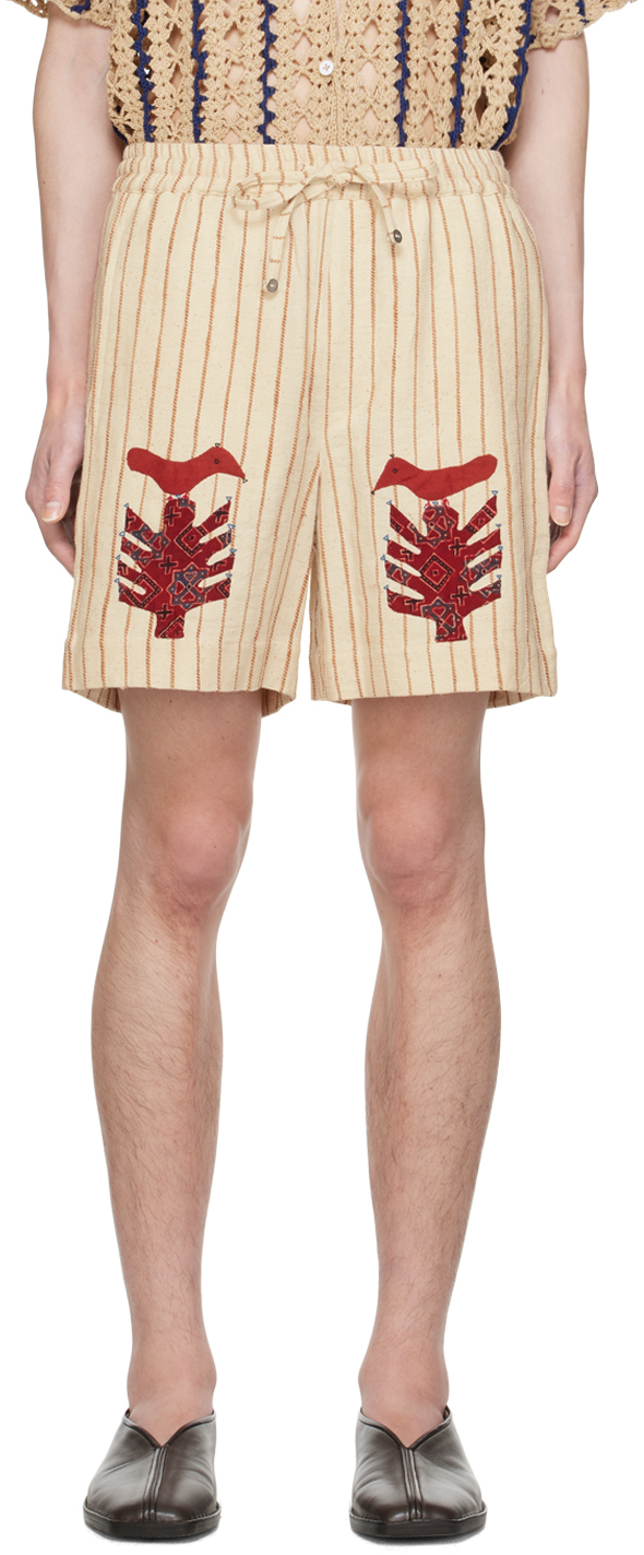 Harago Off-white Striped Shorts In Off White