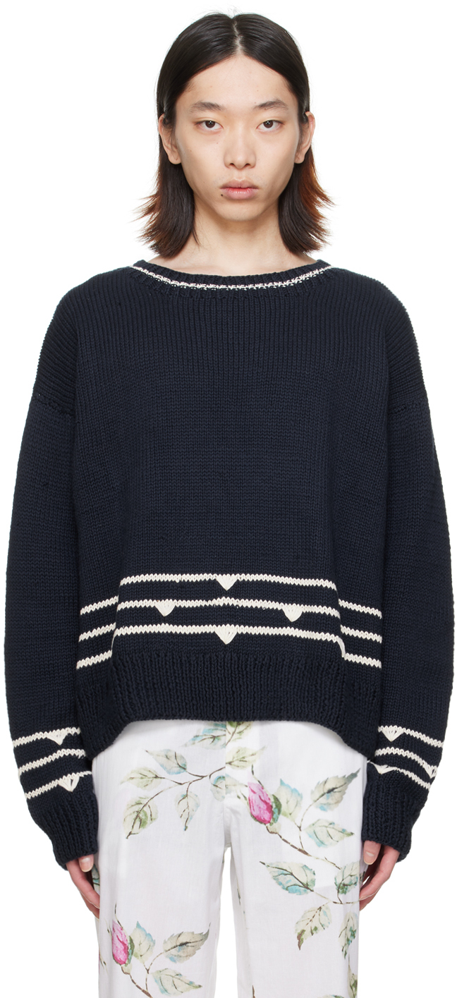 Harago Navy Striped Sweater