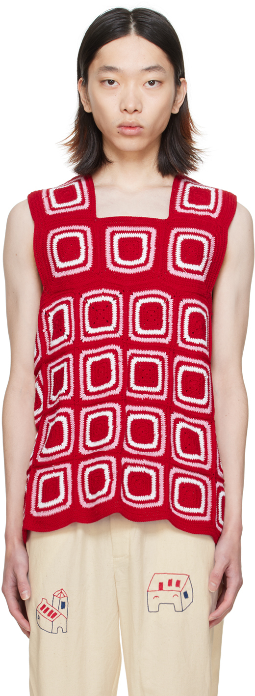Red Square Neck Tank Top