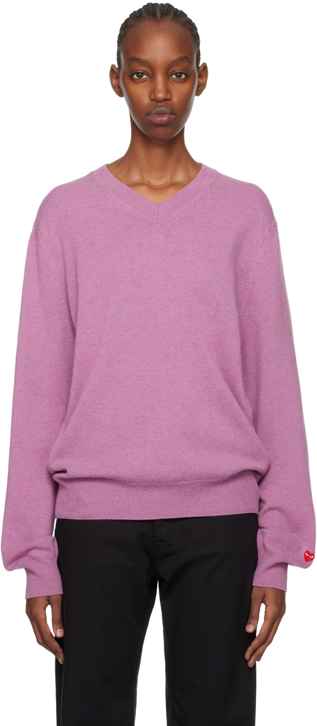 Comme Des Garçons Play Purple Small Heart Sweater In 4 Purple