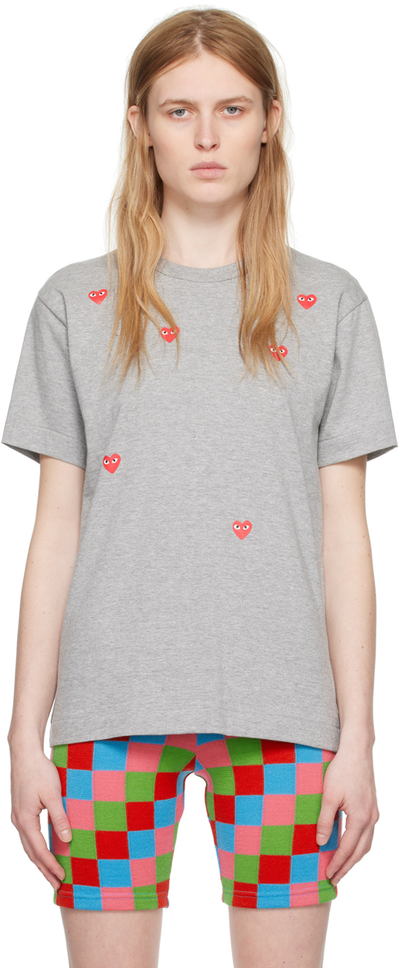 Comme Des Garçons Play Gray Many Heart T-shirt In 2 Grey