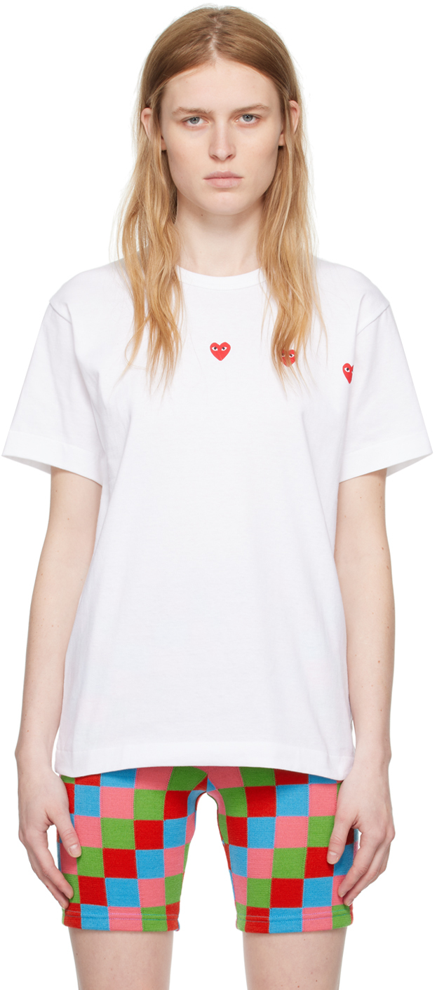 Comme Des Garçons Play White Horizontal Heart T-shirt In 3 White