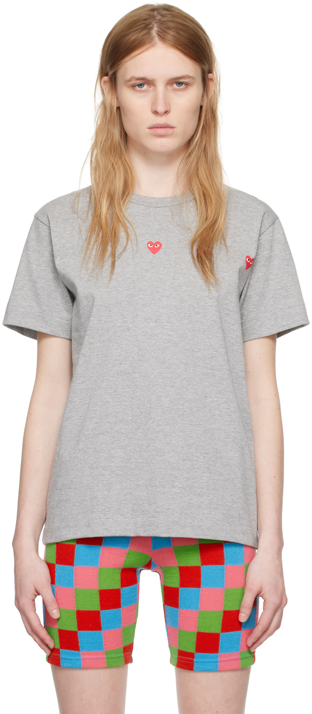 Comme Des Garçons Play Gray Horizontal Heart T-shirt In 2 Grey