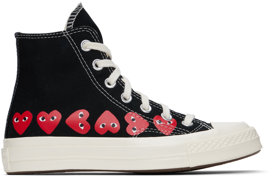 Shop Comme Des Garçons Play Black Converse Edition Chuck 70 Multi Heart Sneakers In 1 Black