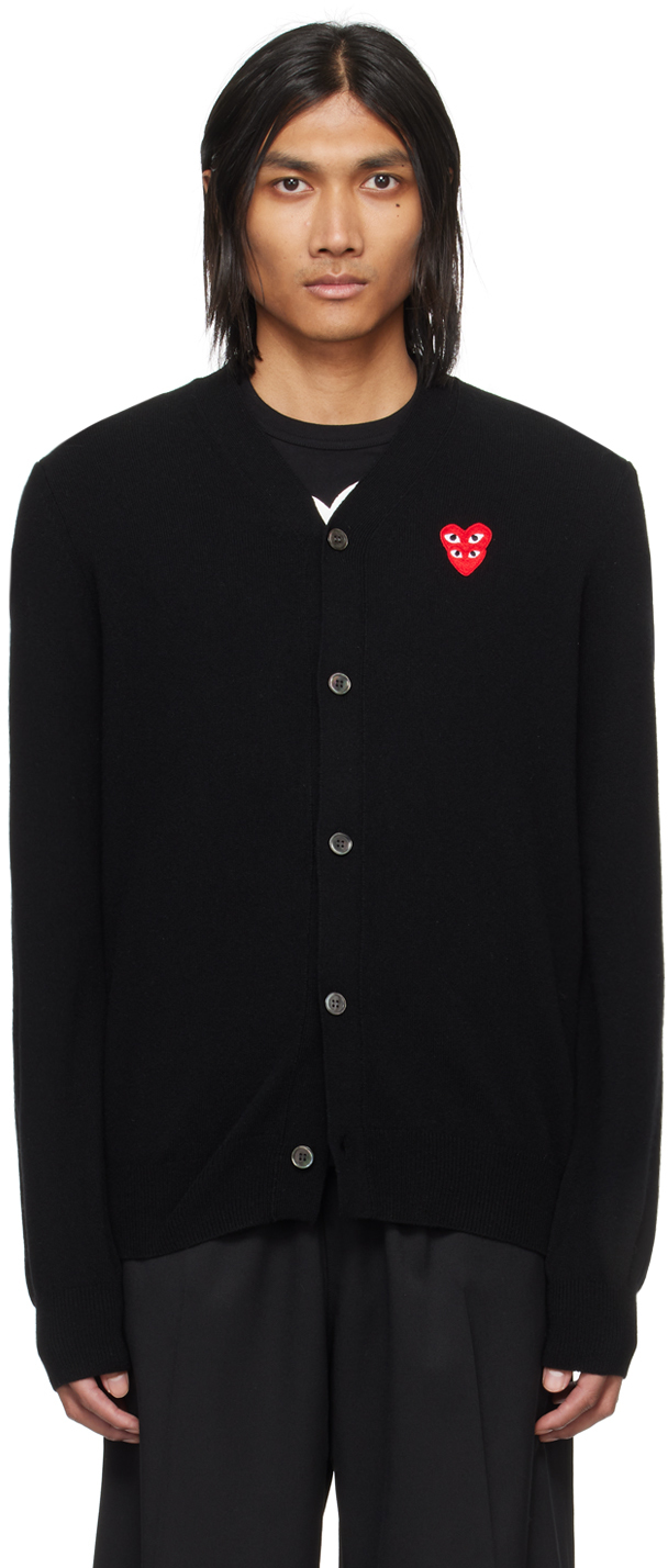 Comme Des Garçons Play Black Layered Double Heart Cardigan In 1 Black