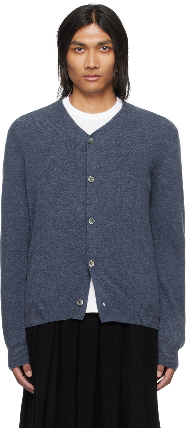 Comme Des Garçons Play Navy Heart Patch Cardigan In 1 - Navy