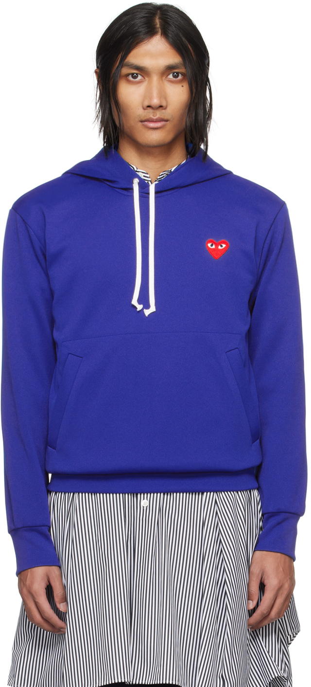 Comme Des Garçons Play Navy Heart Patch Hoodie In 1 Navy