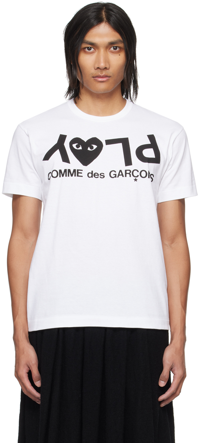 Comme Des Garçons Play White Printed T-shirt In 1 White