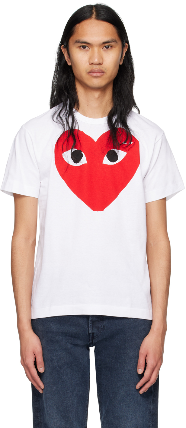 COMME des GARÇONS PLAY: White Big Heart T-Shirt | SSENSE