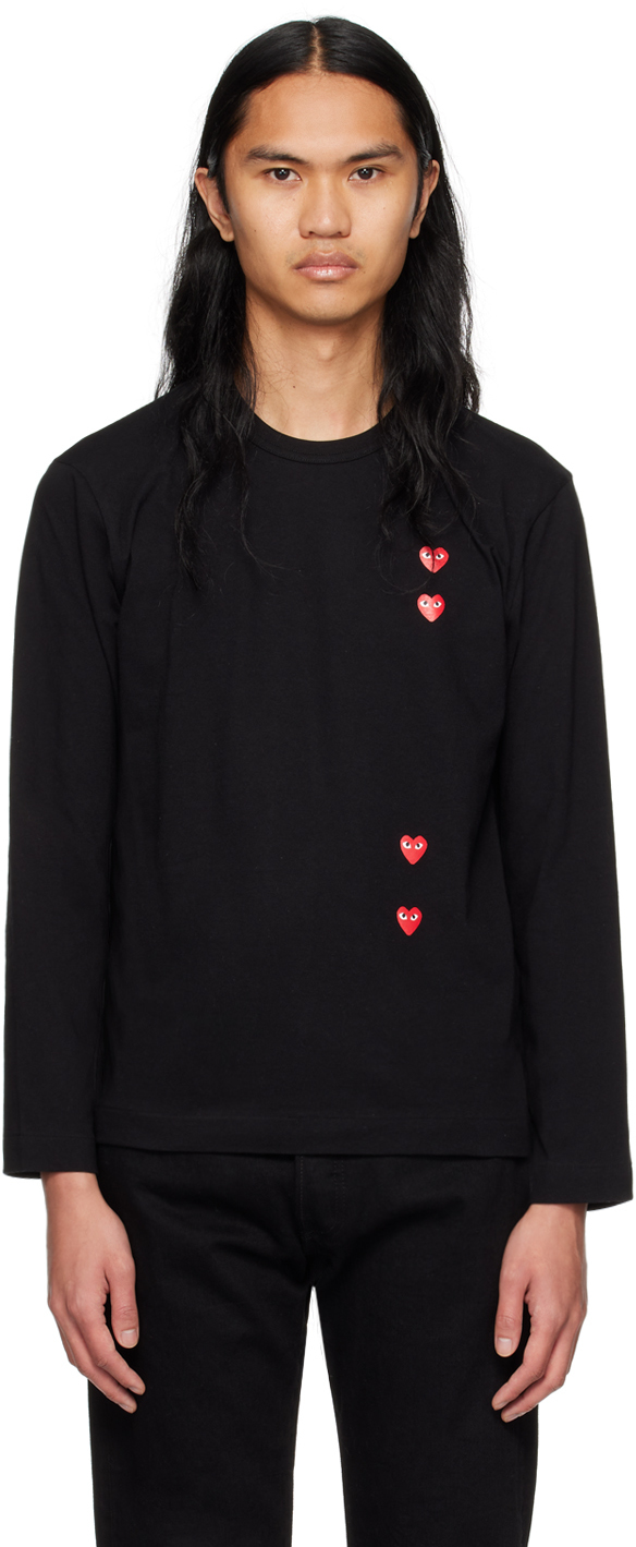 COMME des GARÇONS PLAY Black Vertical Heart Long Sleeve T-Shirt