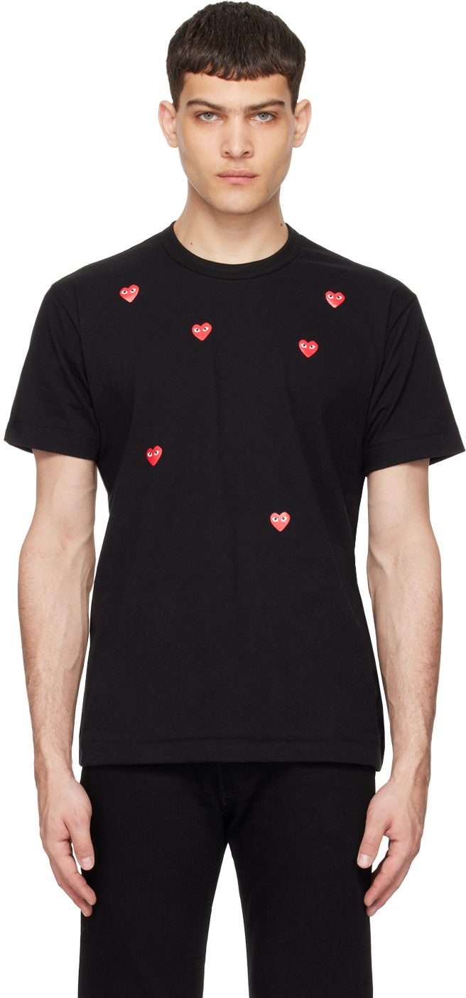 COMME des GARÇONS PLAY: Black Many Heart T-Shirt | SSENSE