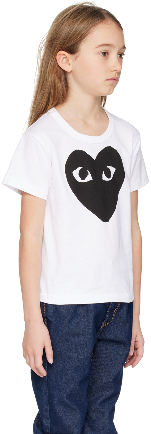 Shop Comme Des Garçons Play Kids White Large Black Heart T-shirt In 1-white/black