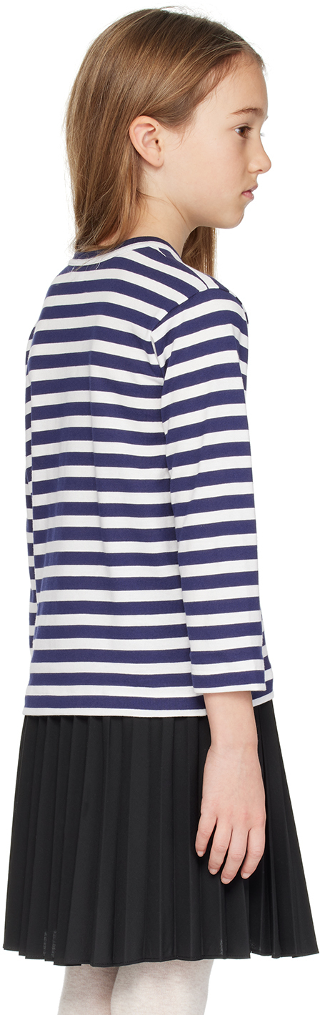 COMME DES GARÇONS PLAY KIDS NAVY & WHITE STRIPED LONG SLEEVE T-SHIRT 