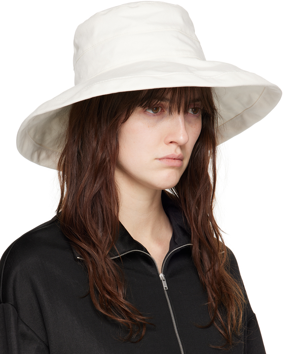 Jil Sander White Bucket Beach Hat In 100 Optic White