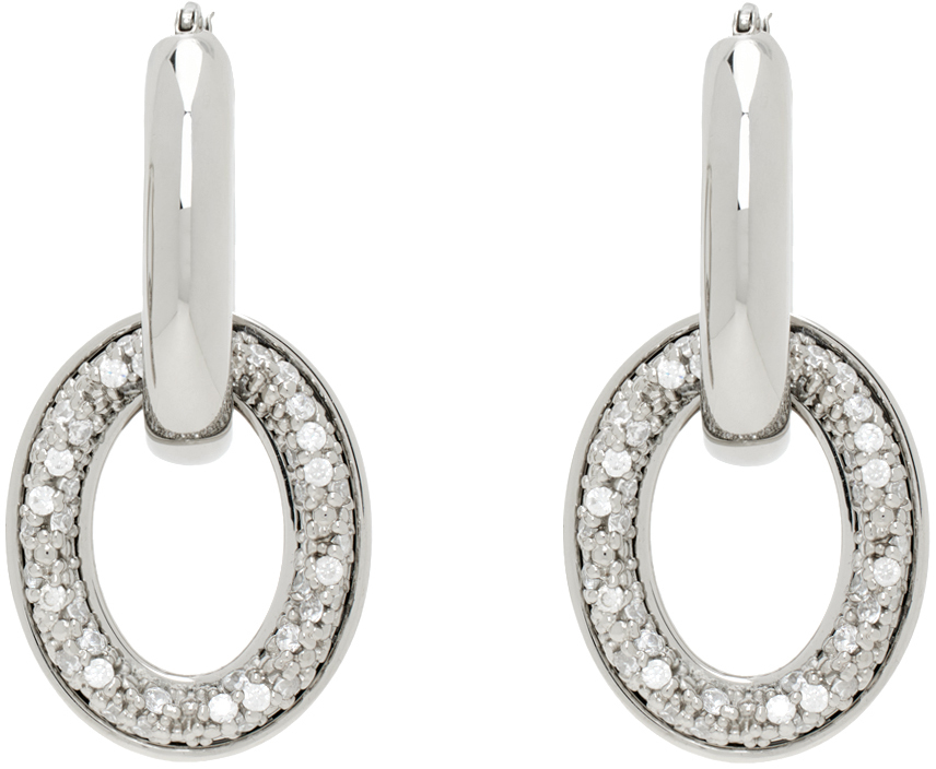 Jil Sander Silver Crystal-cut Earrings In 043 Silver