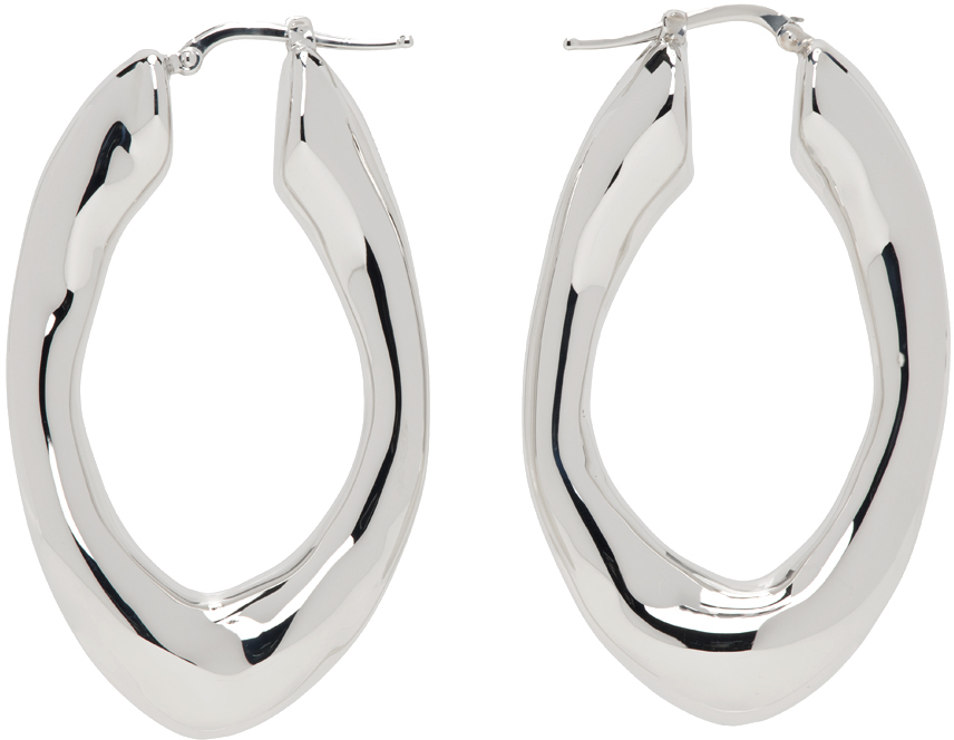 Jil Sander Silver Hoop Earrings In 045 Silver