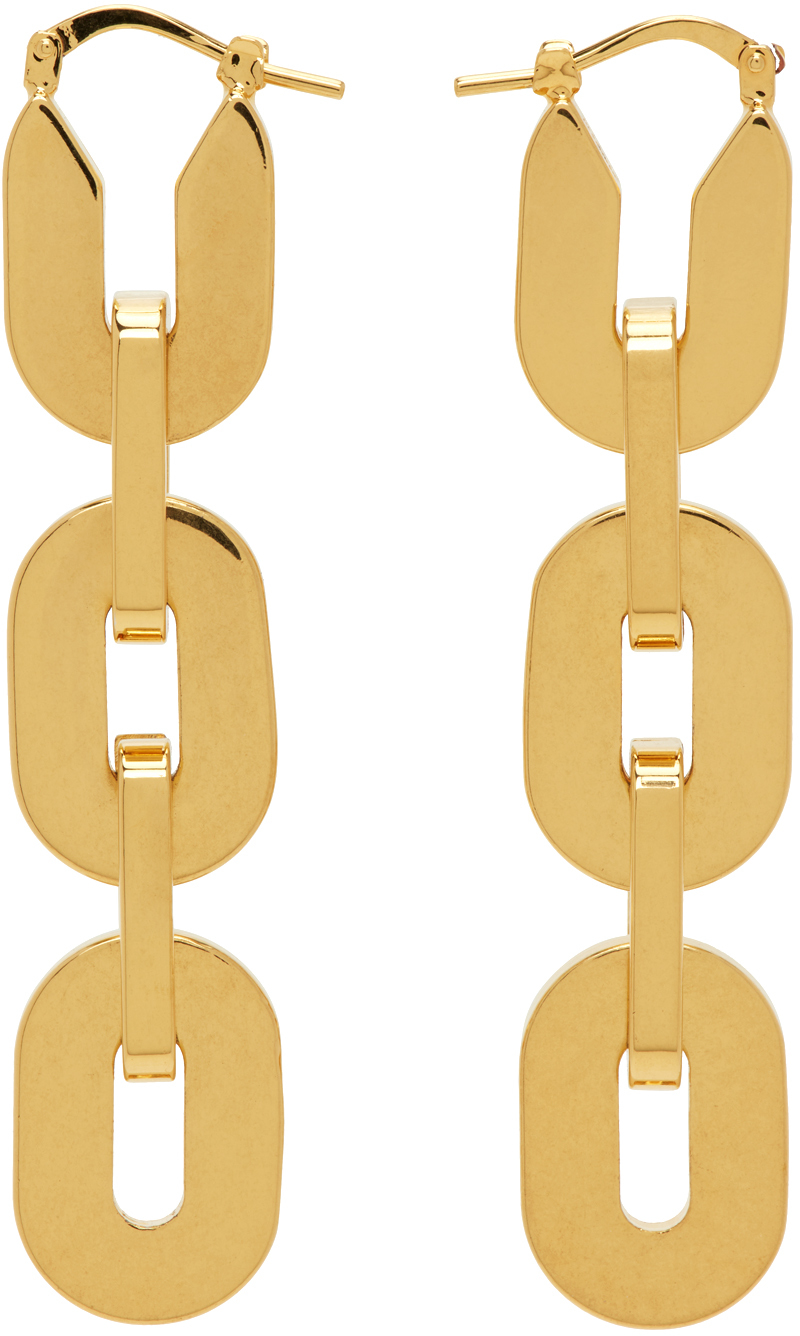 Omega chain earrings in gold plating.