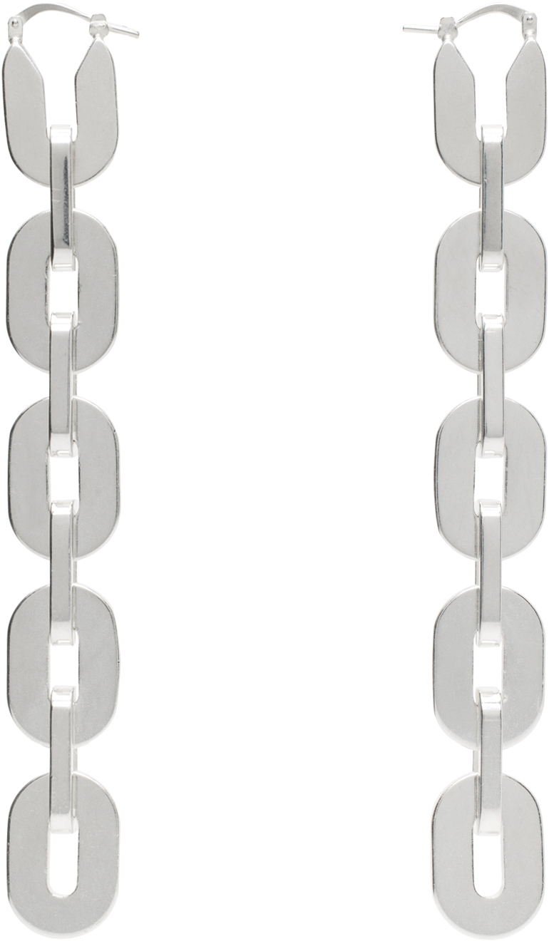 Jil Sander Silver Chain Earrings In 044 Silver