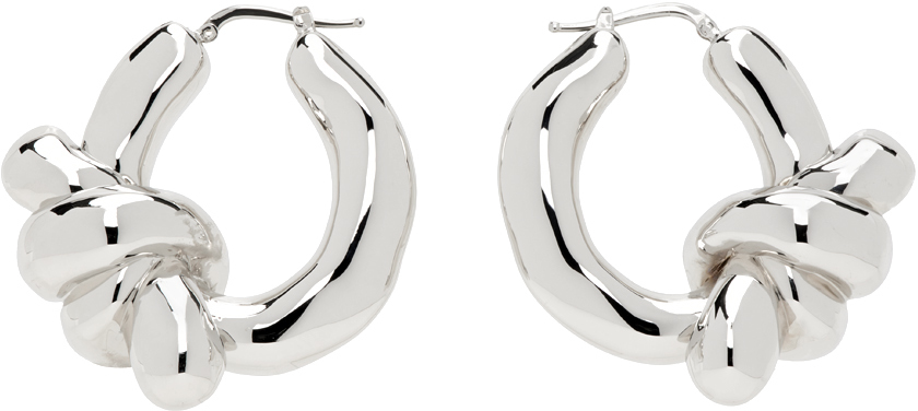 Jil Sander Silver Twist Earrings In 046 Silver
