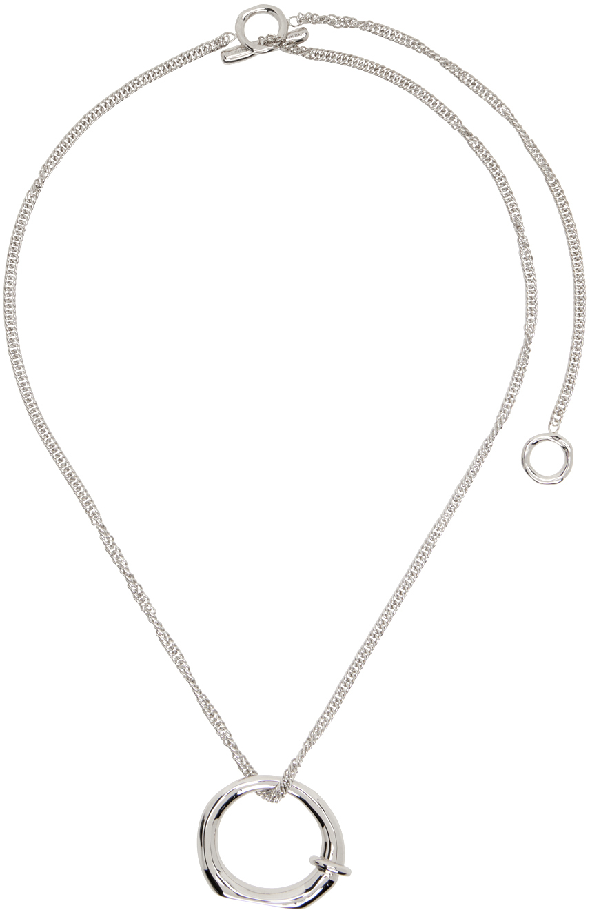 Jil Sander Silver Pendant Necklace In 047 Silver