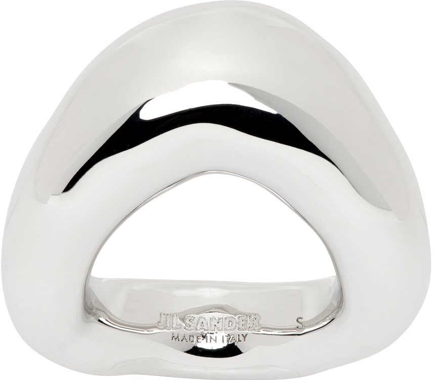 Jil Sander Silver Band Ring In 045 Silver