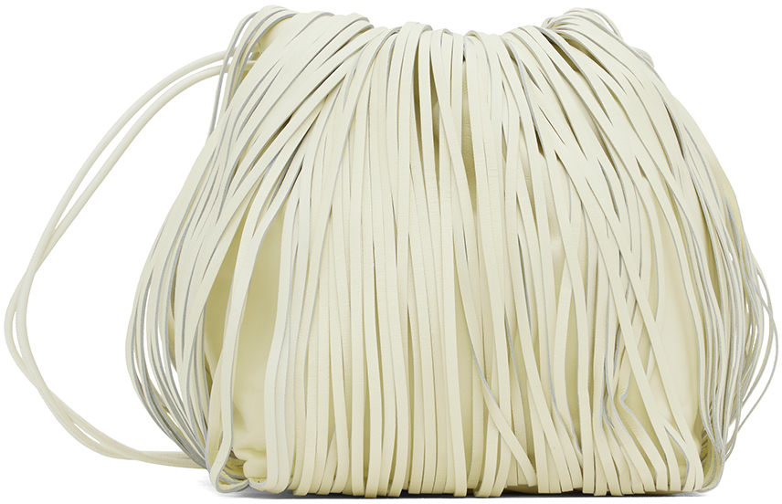 Shop Jil Sander Off-white Dumpling Fringe Bag In 106 Eggshell